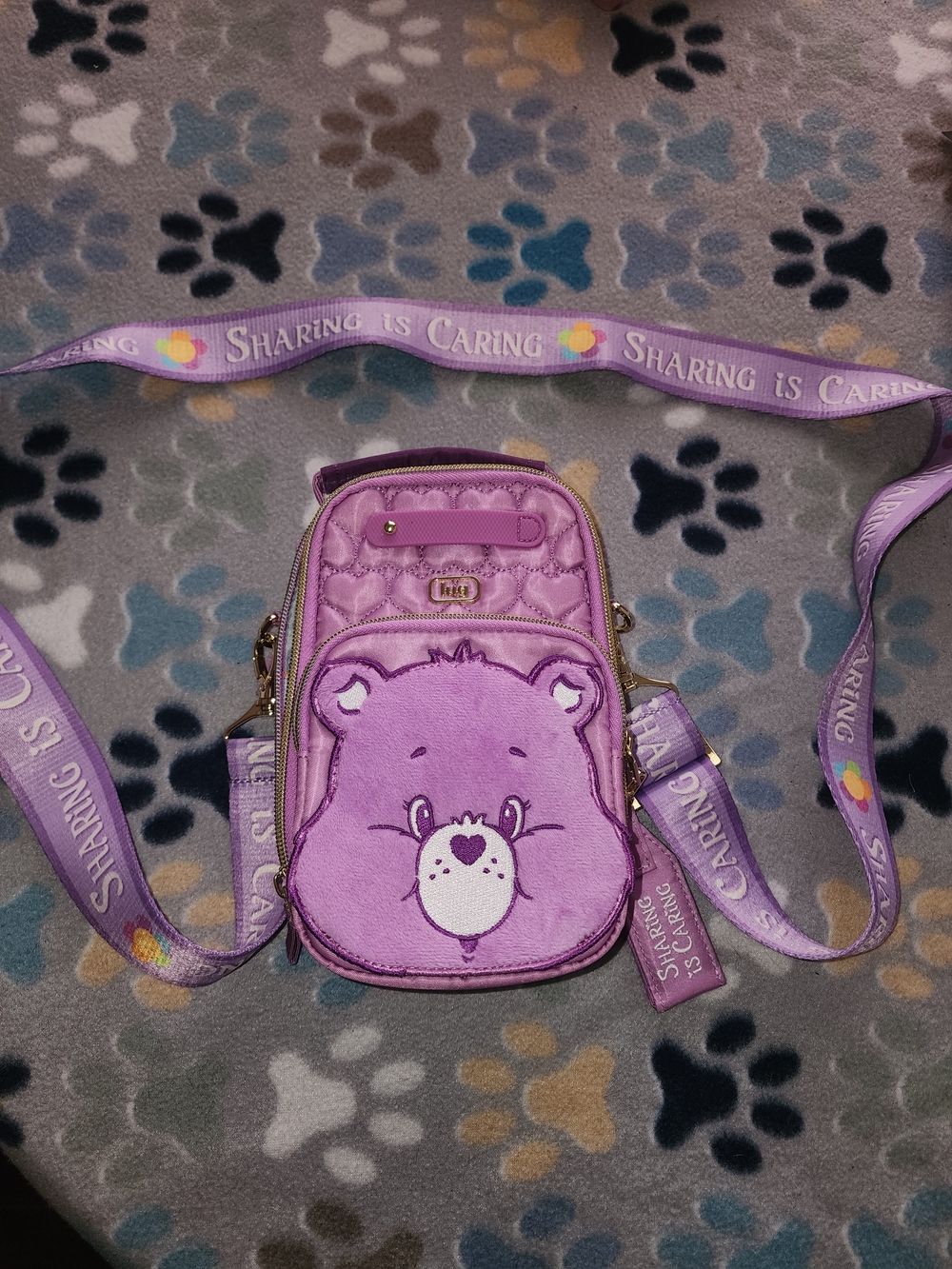 lug Purple Care Bear Crossbody Bag with 'Sharing is Caring' Strap